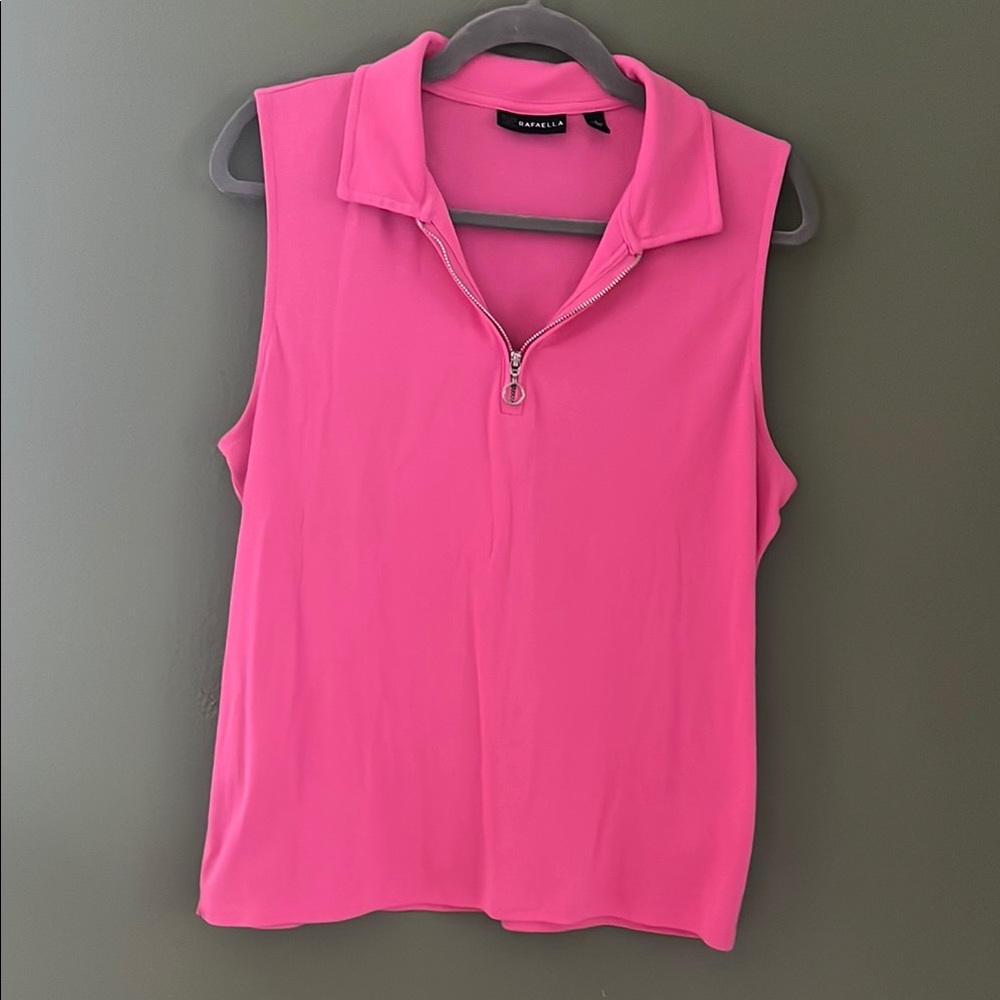 Rafaella Pink Fitted Polo Tank Top